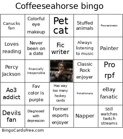 Coffeeseahorse Bingo Card