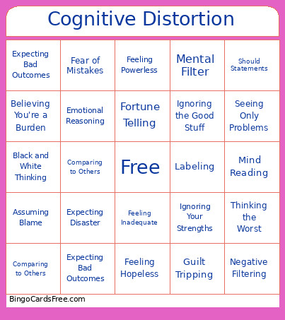 Cognitive Distortion Bingo Card