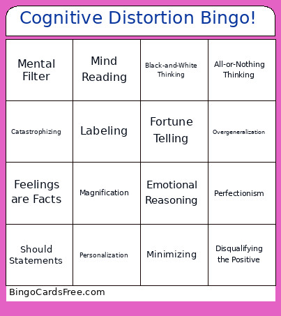 Cognitive Distortion ! Bingo Card