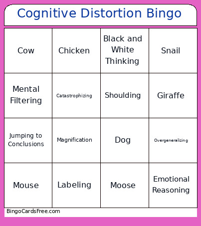 Cognitive Distortion Bingo Card