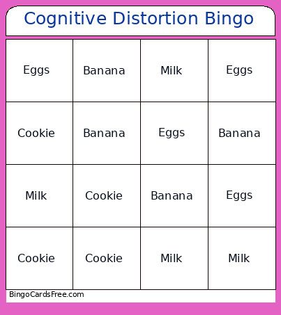 Cognitive Distortion Bingo Card