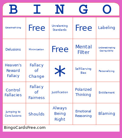 Cognitive Distortions Bingo Card