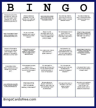 Cognitive Processes Exam #1 Review Bingo Card