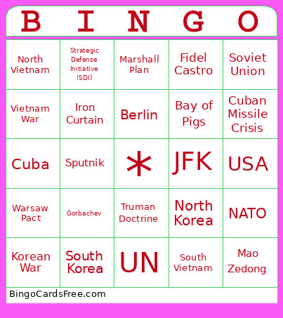 Cold War Bingo Card