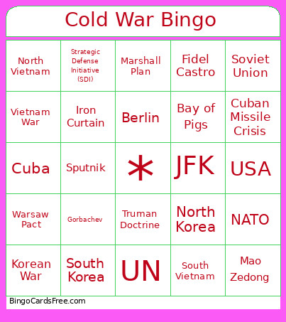 Cold War Bingo Card