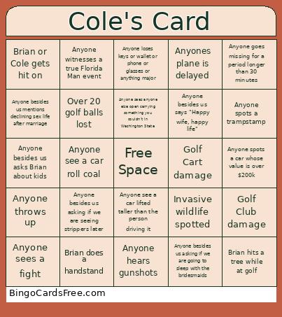 Cole's Card Bingo