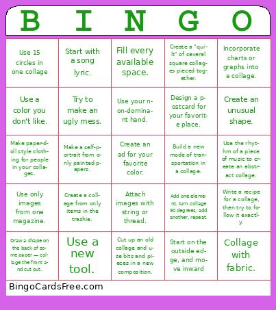 Collage Bingo Cards Free Pdf Printable Game, Title: BINGO