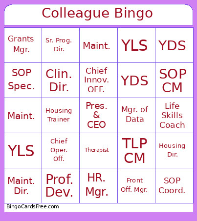 Colleague Bingo Card