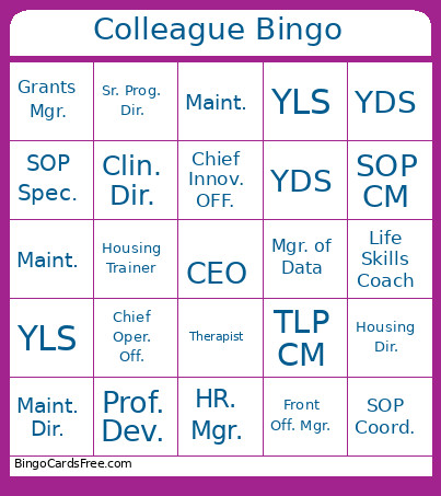 Colleague Bingo Card
