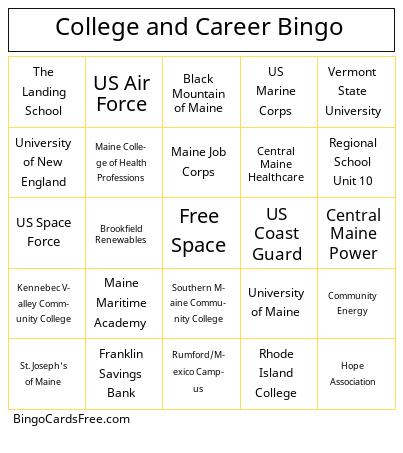 College and Career Bingo