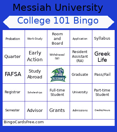 College Introduction Bingo Card