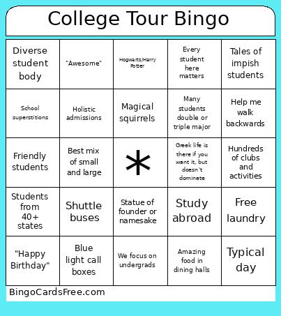 College Tour Bingo