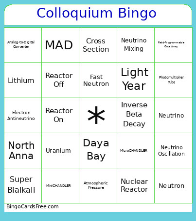 Colloquium Bingo Card