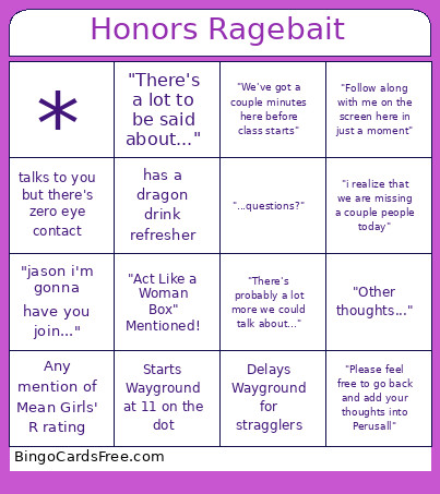 Colloquium Sucks Bingo Card