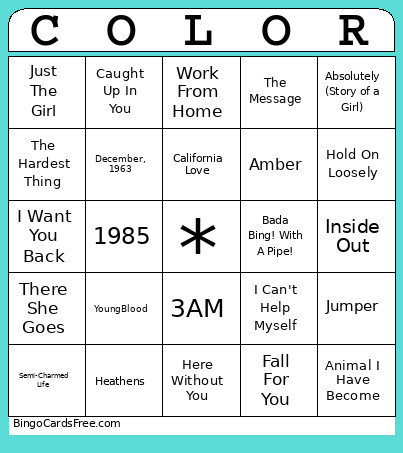 Color Bands MB Bingo Card