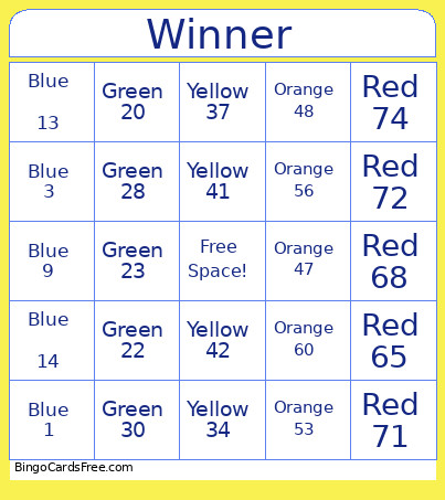 Color Bingo Card
