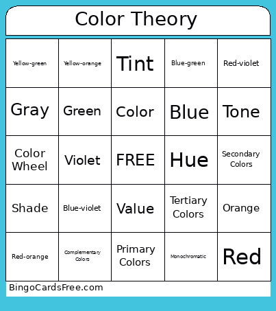 Color Theory Bingo Card