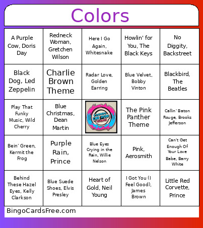 Colors Bingo Card