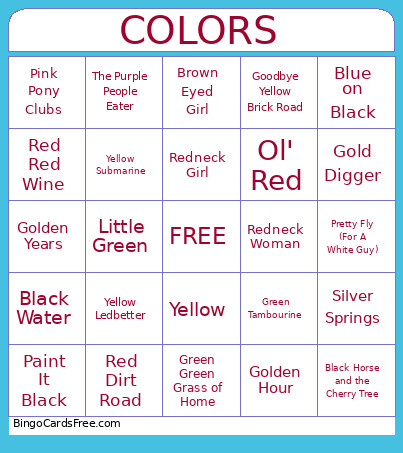 Colors Bingo Card