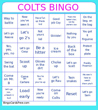 COLTS Bingo Card