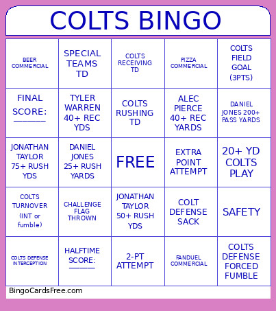 COLTS Bingo Card