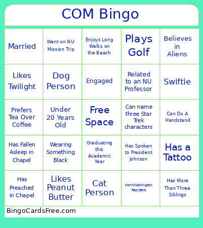 COM Bingo Card