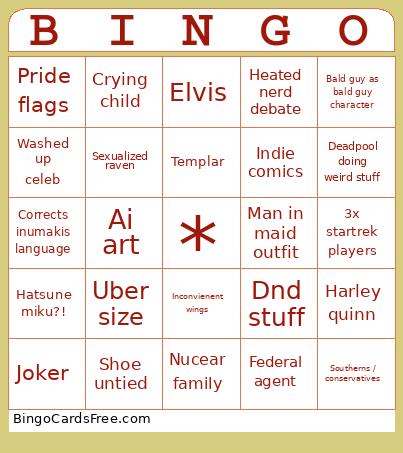 Comc con stuff Bingo