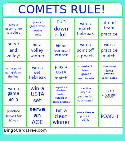 COMETS RULE! Bingo Card