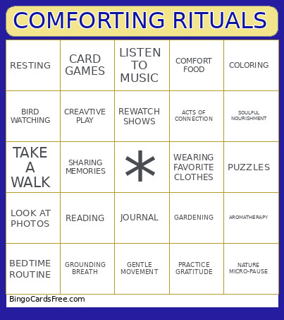 COMFORTING RITUALS Bingo Card