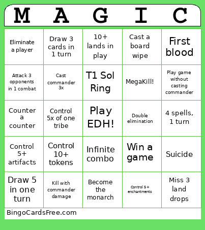 Commander Bingo Card