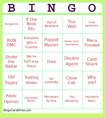 Commander Bingo Card