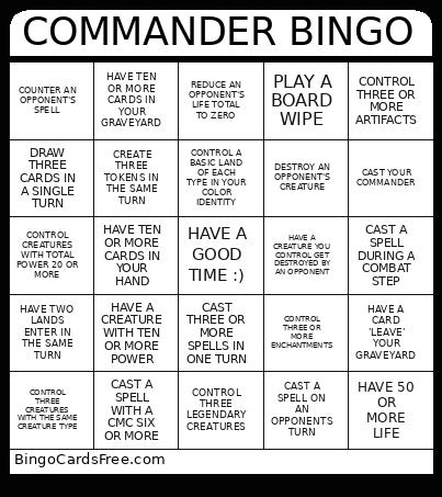 COMMANDER Bingo Card