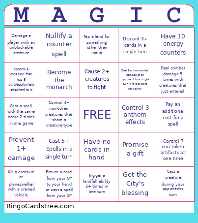 Commander League Bingo Card