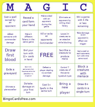 Commander Night Bingo