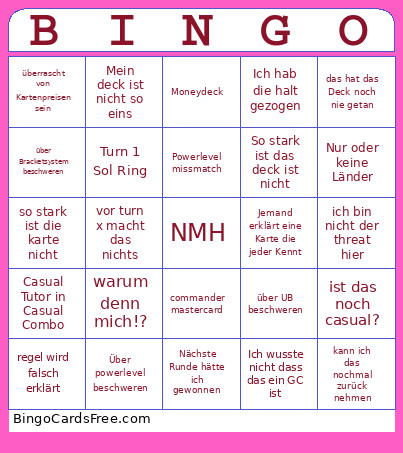 Commandfest Bingo Card