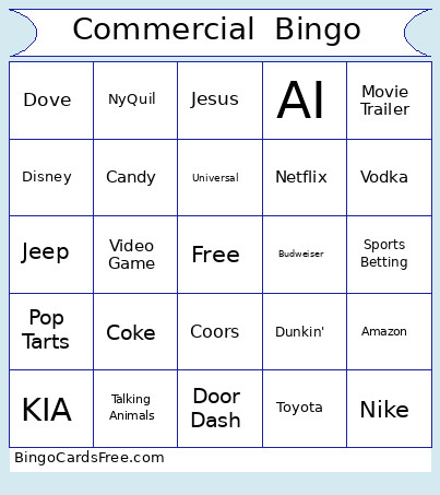 Commercial Bingo Card