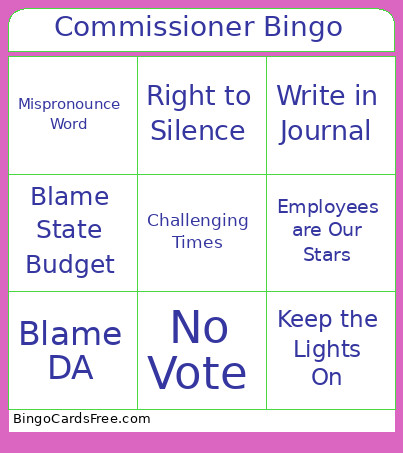 Commissioner Bingo Card