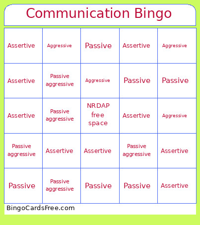 Communication Bingo Card