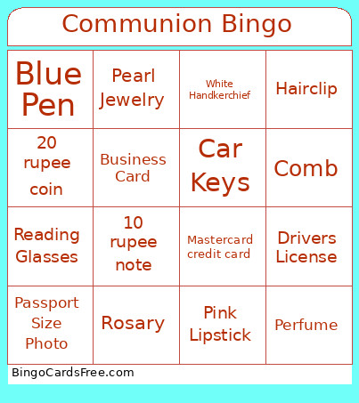 Communion Bingo Card