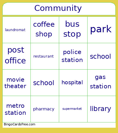 Community Bingo Card