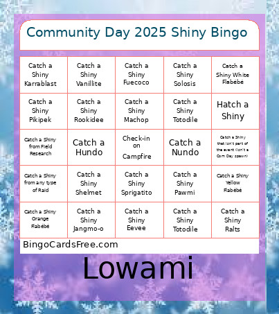 Community Day 2025 Shiny Bingo Card