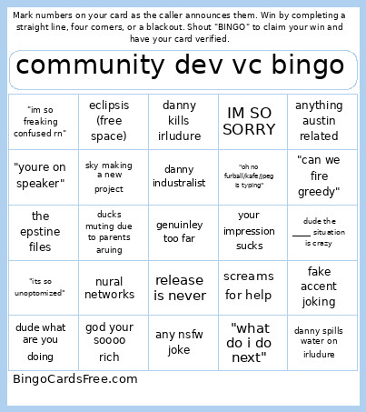 Community Dev Vc Bingo Card