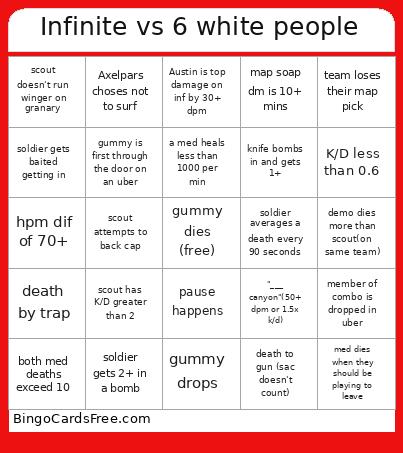 comp tf2 Infinite vs 6 white people Bingo