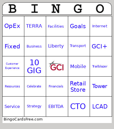 Company Meeting Bingo Card
