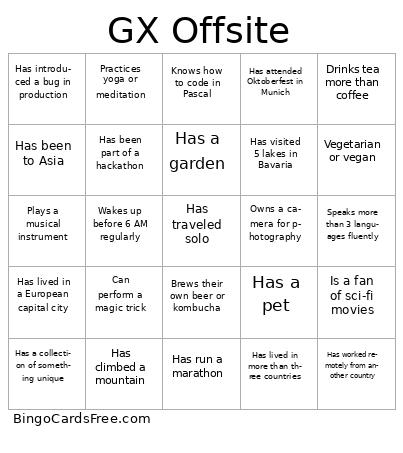 Company's offsite Bingo