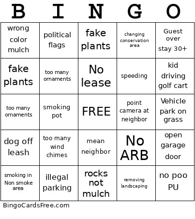 Compliance Bingo Card