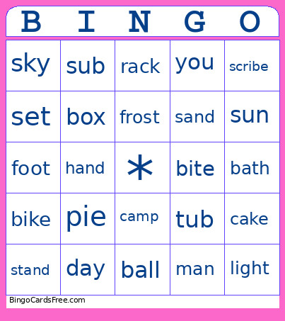 Compound Words Bingo Card