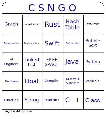 Computer Science Bingo Card