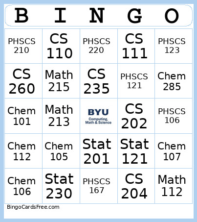 Computing, Math, & Science Bingo Card