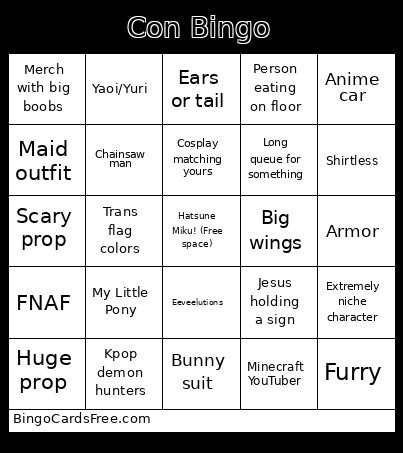 Con Bingo Card